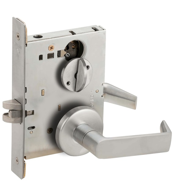 Schlage Grade 1 Bed Bathroom Privacy Mortise Lock, 06 Lever, B Rose, Satin Chrome Finish, Field Reversible L9040 06B 626 - main